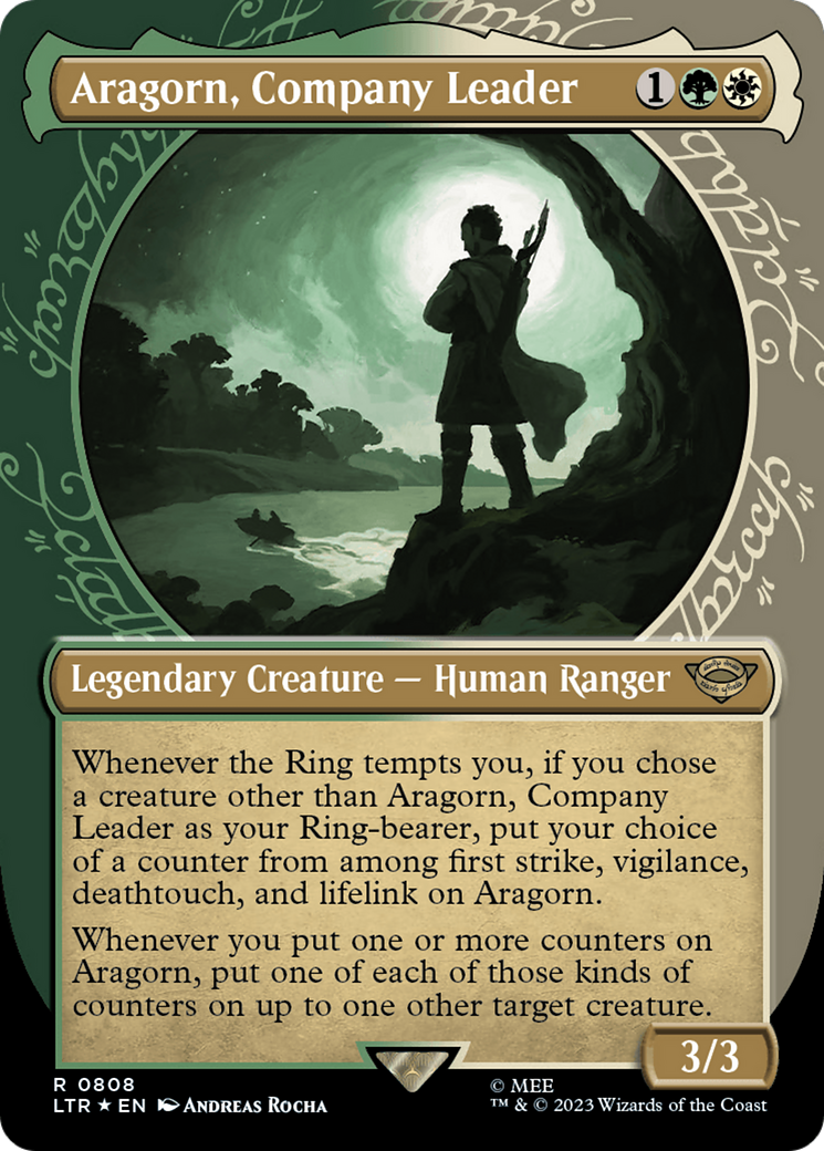Aragorn, Company Leader (LTR-808) - The Lord of the Rings: Tales of Middle-earth: (Showcase) (Borderless) Foil - Premium MTG Single from Wizards of the Coast - Just $2.29! Shop now at Game Crave Tournament Store