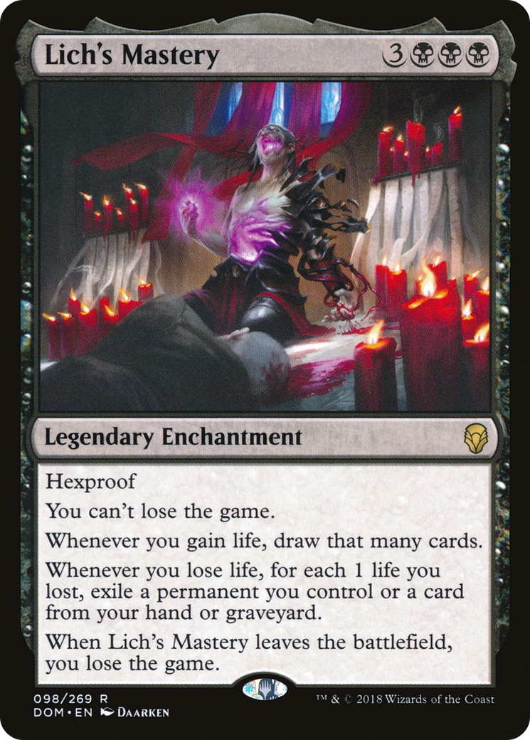 Lich's Mastery (DOM-098) - Dominaria Foil - Premium MTG Single from Wizards of the Coast - Just $0.55! Shop now at Game Crave Tournament Store