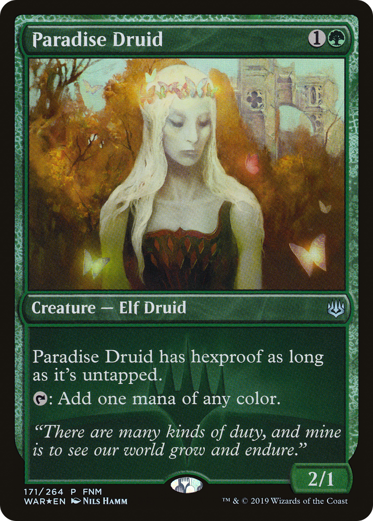 Paradise Druid (PWAR-171) - War of the Spark Promos Foil - Premium MTG Single from Wizards of the Coast - Just $0.14! Shop now at Game Crave Tournament Store