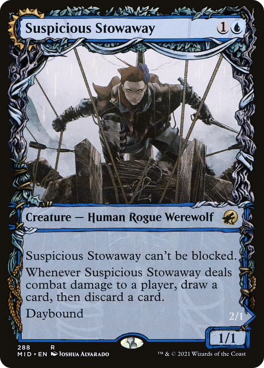 Suspicious Stowaway // Seafaring Werewolf (MID-288) - Innistrad: Midnight Hunt: (Showcase, Double Faced Transform) Foil - Premium MTG Single from Wizards of the Coast - Just $0.37! Shop now at Game Crave Tournament Store