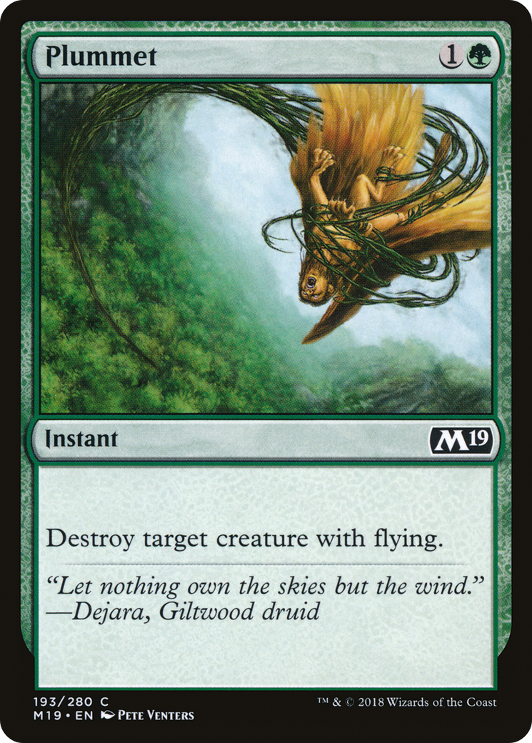 Plummet (M19-193) - Core Set 2019 Foil - Premium MTG Single from Wizards of the Coast - Just $0.25! Shop now at Game Crave Tournament Store