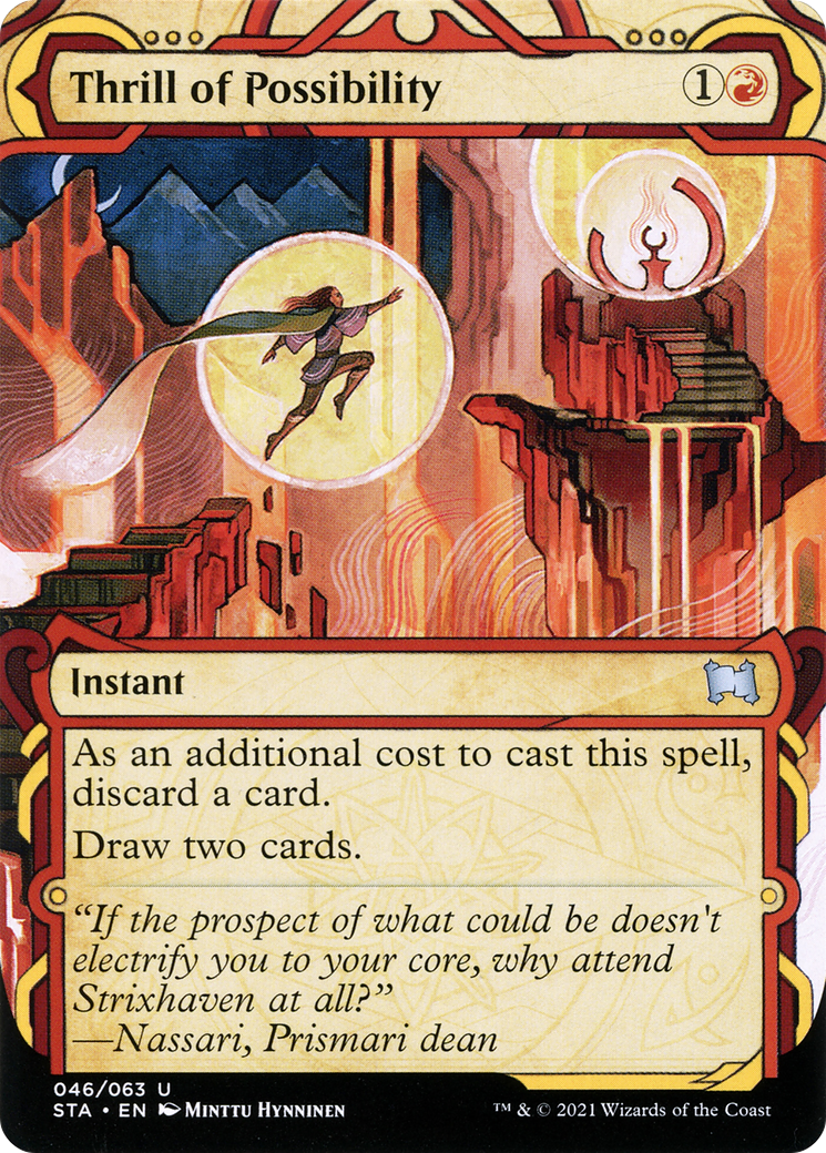 Thrill of Possibility (STA-046) - Strixhaven Mystical Archive: (Showcase) (Borderless) Etched Foil - Premium MTG Single from Wizards of the Coast - Just $0.26! Shop now at Game Crave Tournament Store