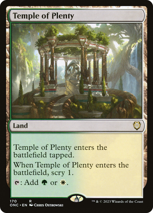 Temple of Plenty (ONC-170) - Phyrexia: All Will Be One Commander - Premium MTG Single from Wizards of the Coast - Just $0.08! Shop now at Game Crave Tournament Store
