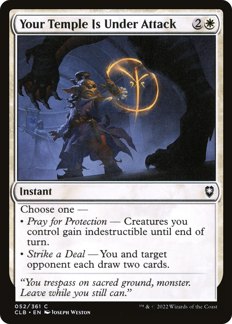 Your Temple Is Under Attack (CLB-052) - Commander Legends: Battle for Baldur's Gate - Premium MTG Single from Wizards of the Coast - Just $0.08! Shop now at Game Crave Tournament Store