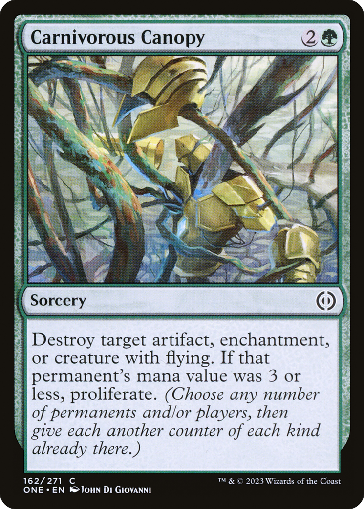 Carnivorous Canopy (ONE-162) - Phyrexia: All Will Be One Foil - Premium MTG Single from Wizards of the Coast - Just $0.25! Shop now at Game Crave Tournament Store