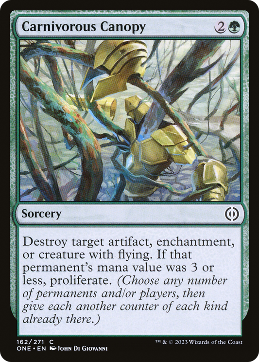 Carnivorous Canopy (ONE-162) - Phyrexia: All Will Be One Foil - Premium MTG Single from Wizards of the Coast - Just $0.25! Shop now at Game Crave Tournament Store