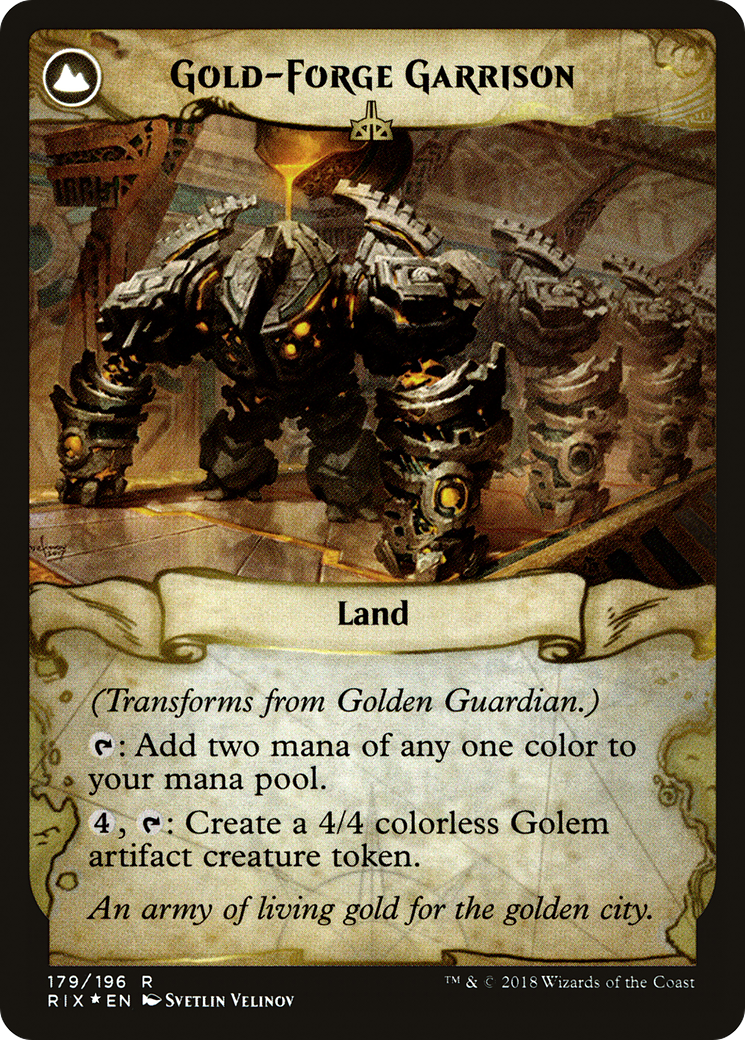 Golden Guardian // Gold-Forge Garrison (PRIX-179S) - Rivals of Ixalan Promos: (compasslanddfc) Foil - Premium MTG Single from Wizards of the Coast - Just $0.76! Shop now at Game Crave Tournament Store