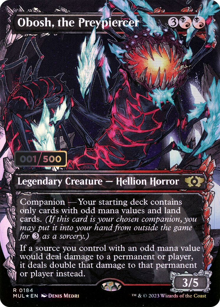 Obosh, the Preypiercer (MUL-184Z) - Multiverse Legends: (Showcase) (Borderless) Foil - Premium MTG Single from Wizards of the Coast - Just $37.20! Shop now at Game Crave Tournament Store