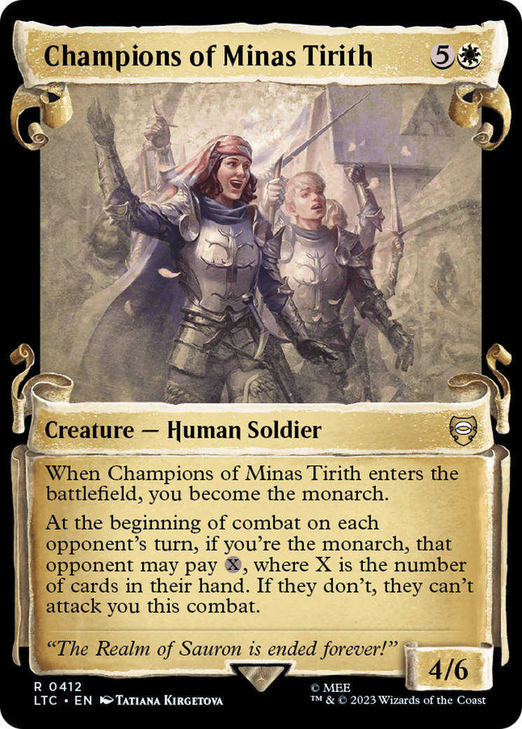 Champions of Minas Tirith (LTC-412) - Tales of Middle-earth Commander: (Showcase) Foil - Premium MTG Single from Wizards of the Coast - Just $0.38! Shop now at Game Crave Tournament Store
