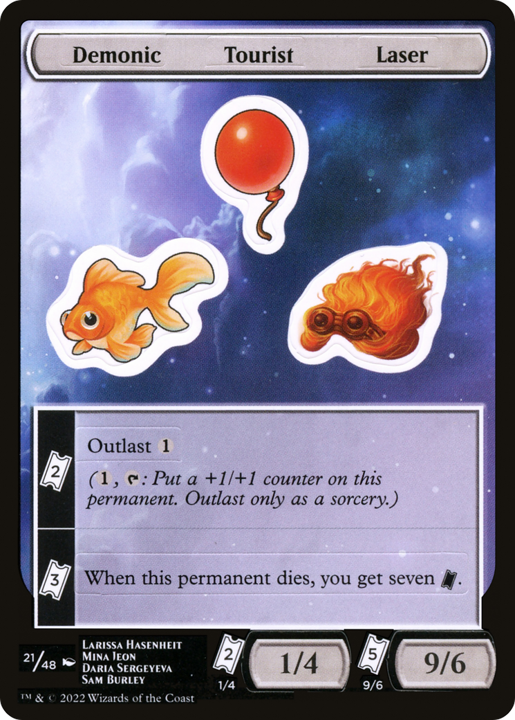 Demonic Tourist Laser (SUNF-021) - Unfinity Sticker Sheets - Premium MTG Single from Wizards of the Coast - Just $0.25! Shop now at Game Crave Tournament Store