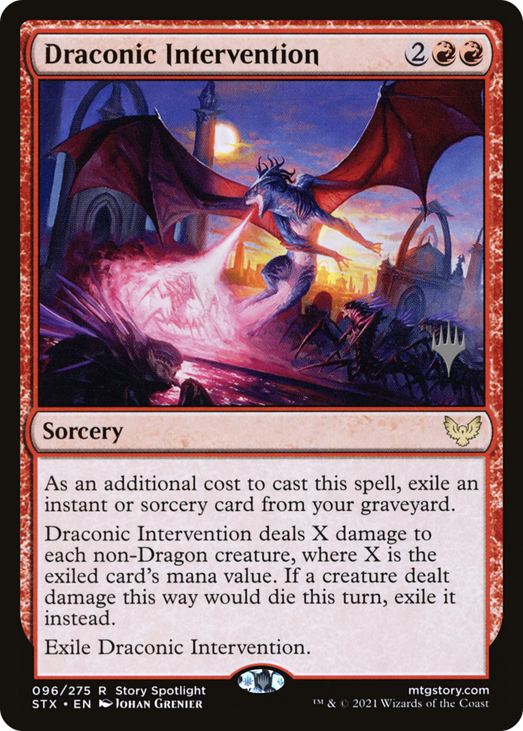 Draconic Intervention (PSTX-96P) - Strixhaven: School of Mages Promos - Premium MTG Single from Wizards of the Coast - Just $0.25! Shop now at Game Crave Tournament Store