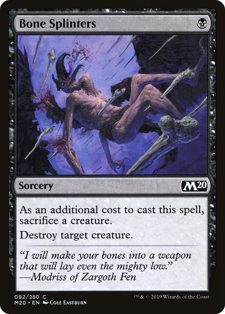 Bone Splinters (M20-092) - Core Set 2020 Foil - Premium MTG Single from Wizards of the Coast - Just $0.25! Shop now at Game Crave Tournament Store