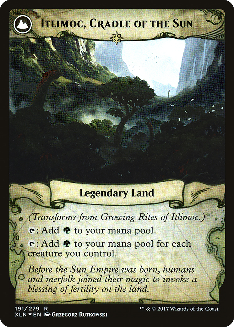 Growing Rites of Itlimoc // Itlimoc, Cradle of the Sun (PXLN-191S) - Ixalan Promos: (compasslanddfc) Foil - Premium MTG Single from Wizards of the Coast - Just $2.91! Shop now at Game Crave Tournament Store