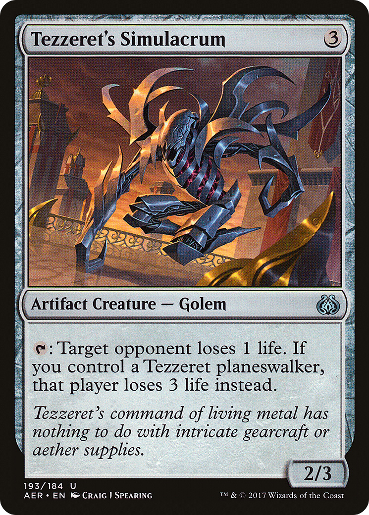 Tezzeret's Simulacrum (AER-193) - Aether Revolt - Premium MTG Single from Wizards of the Coast - Just $0.08! Shop now at Game Crave Tournament Store