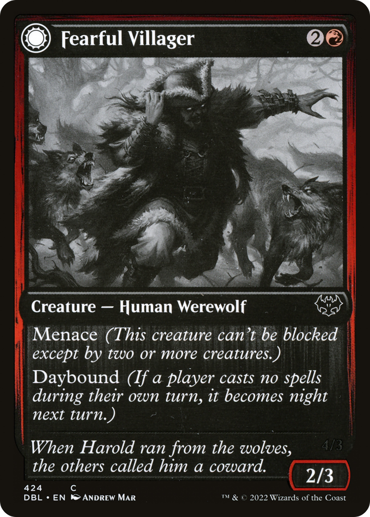 Fearful Villager // Fearsome Werewolf (DBL-424) - Innistrad: Double Feature: (Double Faced Transform) - Premium MTG Single from Wizards of the Coast - Just $0.08! Shop now at Game Crave Tournament Store