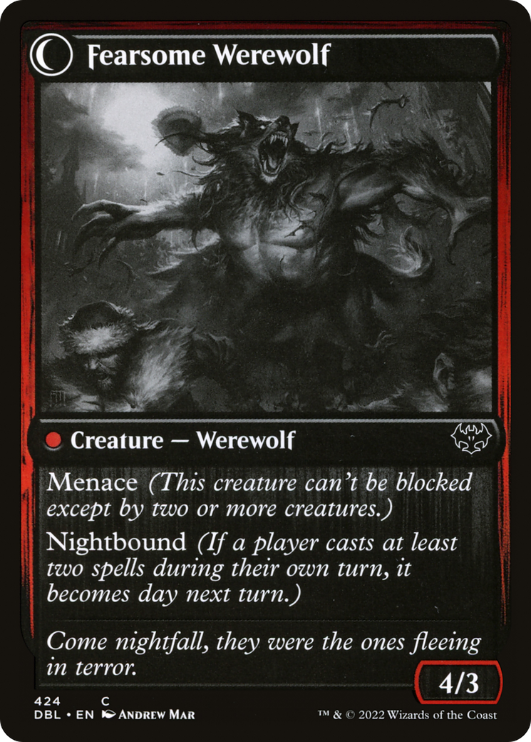 Fearful Villager // Fearsome Werewolf (DBL-424) - Innistrad: Double Feature: (Double Faced Transform) - Premium MTG Single from Wizards of the Coast - Just $0.08! Shop now at Game Crave Tournament Store