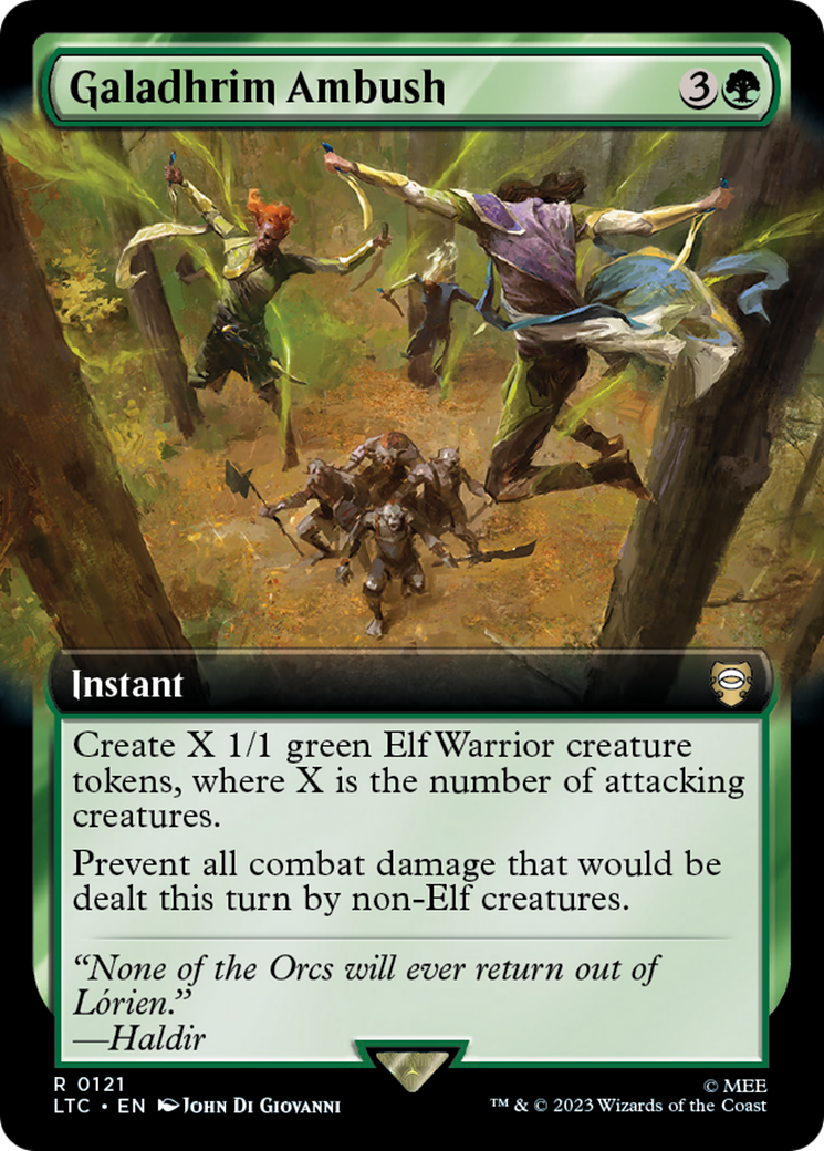Galadhrim Ambush (LTC-121) - Tales of Middle-earth Commander: (Extended Art) - Premium MTG Single from Wizards of the Coast - Just $0.92! Shop now at Game Crave Tournament Store