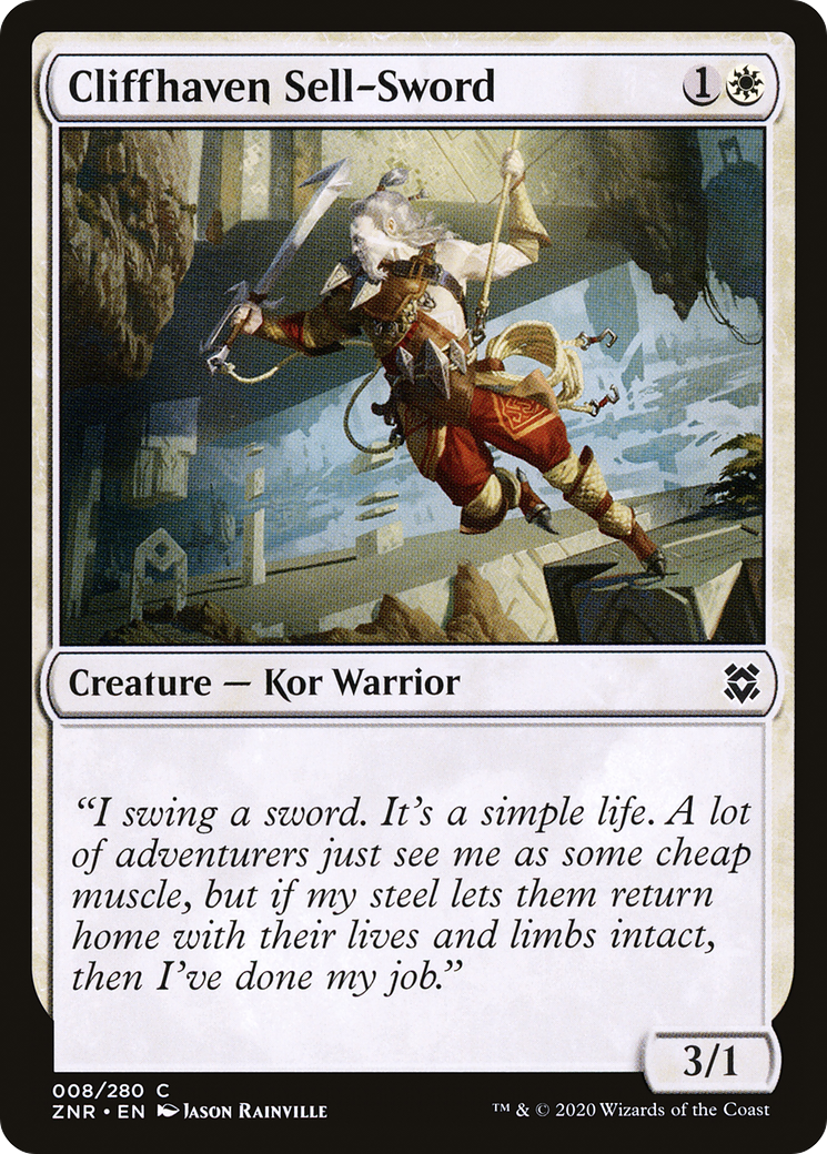 Cliffhaven Sell-Sword (ZNR-008) - Zendikar Rising - Premium MTG Single from Wizards of the Coast - Just $0.08! Shop now at Game Crave Tournament Store