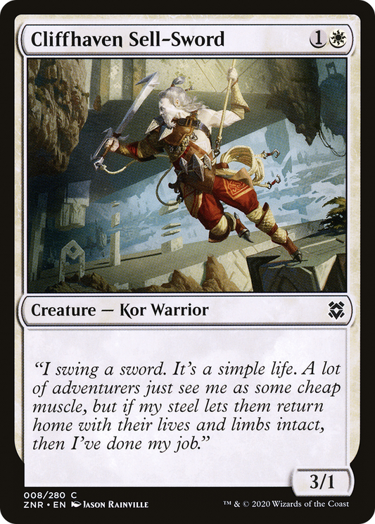Cliffhaven Sell-Sword (ZNR-008) - Zendikar Rising - Premium MTG Single from Wizards of the Coast - Just $0.08! Shop now at Game Crave Tournament Store
