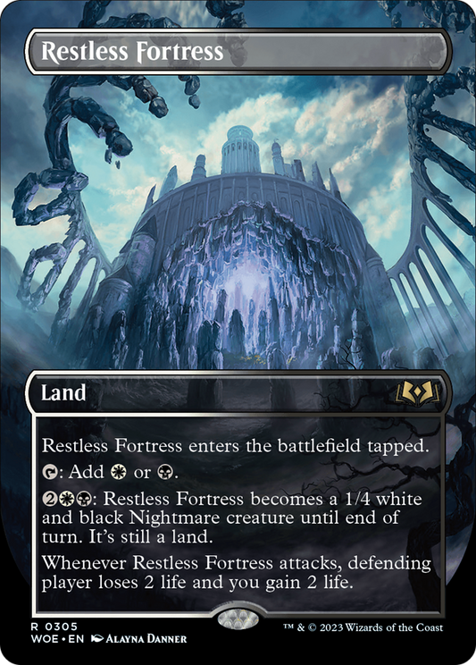 Restless Fortress (WOE-305) - Wilds of Eldraine (Borderless) Foil - Premium MTG Single from Wizards of the Coast - Just $0.18! Shop now at Game Crave Tournament Store