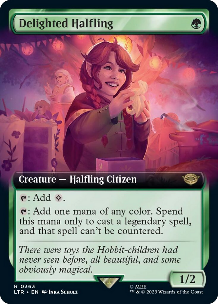 Delighted Halfling (LTR-363) - The Lord of the Rings: Tales of Middle-earth: (Extended Art) - Premium MTG Single from Wizards of the Coast - Just $4.14! Shop now at Game Crave Tournament Store