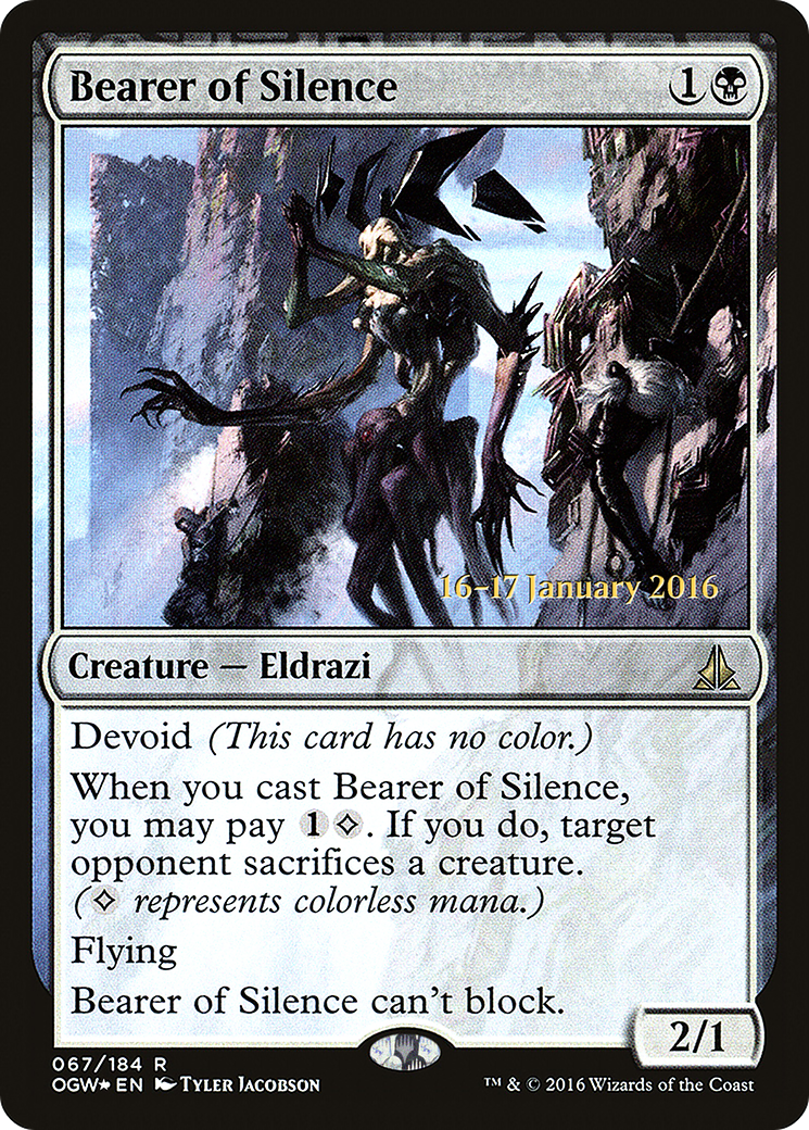 Bearer of Silence (POGW-67S) - Oath of the Gatewatch Promos: (devoid) Foil - Premium MTG Single from Wizards of the Coast - Just $0.60! Shop now at Game Crave Tournament Store