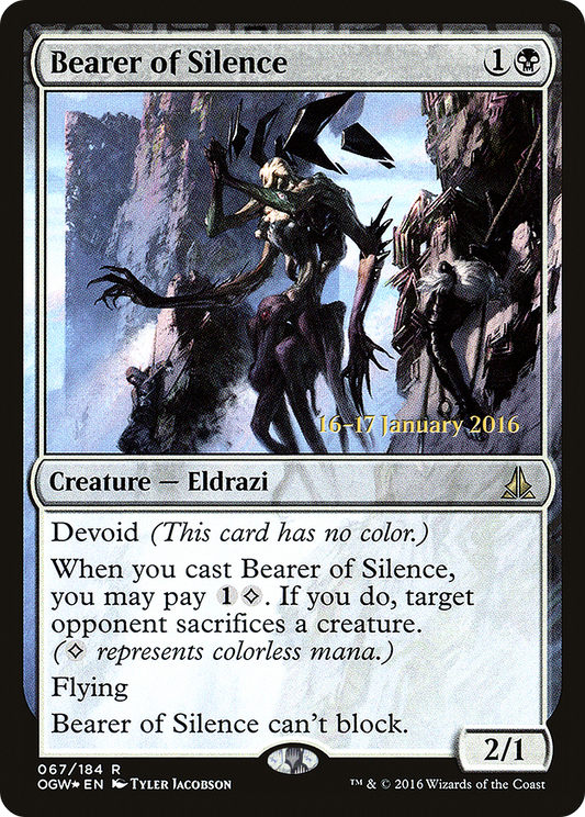 Bearer of Silence (POGW-67S) - Oath of the Gatewatch Promos: (devoid) Foil - Premium MTG Single from Wizards of the Coast - Just $0.60! Shop now at Game Crave Tournament Store