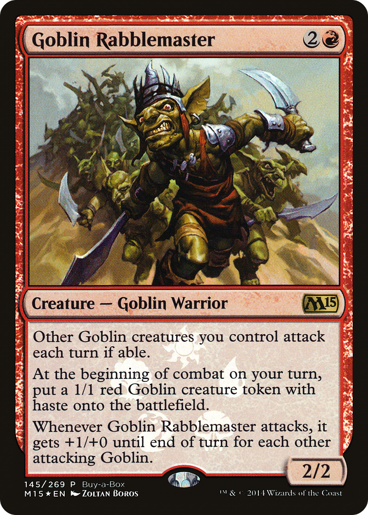 Goblin Rabblemaster (PM15-145) - Magic 2015 Promos Foil - Premium MTG Single from Wizards of the Coast - Just $0.26! Shop now at Game Crave Tournament Store
