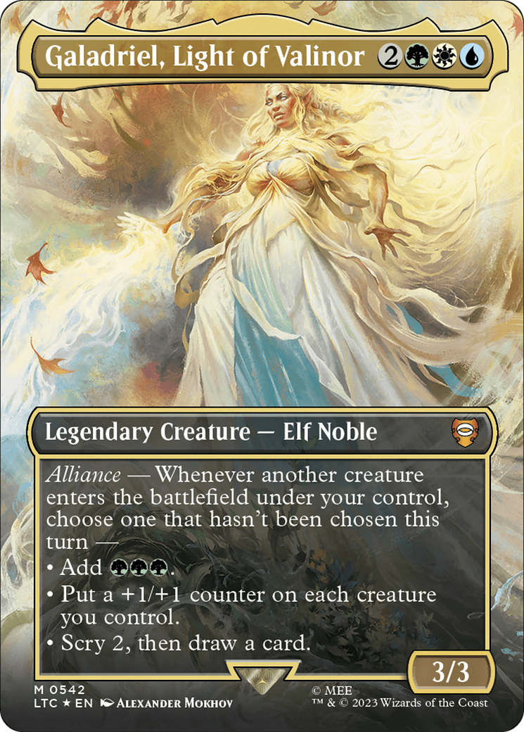 Galadriel, Light of Valinor (LTC-542) - Tales of Middle-earth Commander (Borderless) Foil - Premium MTG Single from Wizards of the Coast - Just $56.39! Shop now at Game Crave Tournament Store