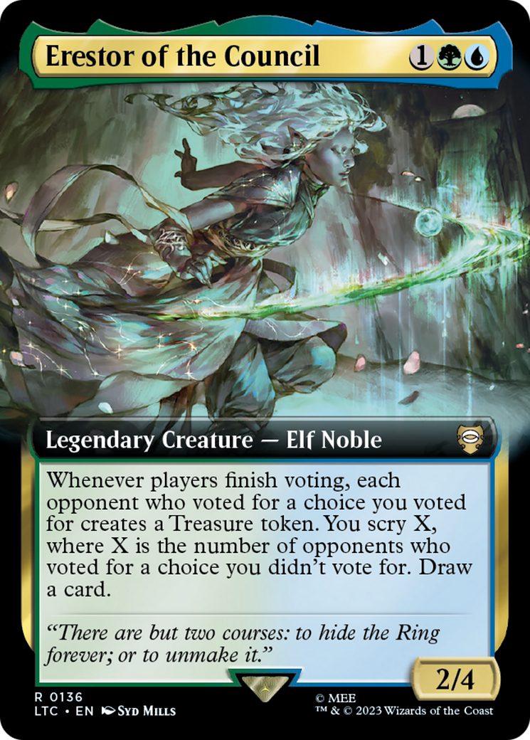 Erestor of the Council (LTC-136) - Tales of Middle-earth Commander: (Extended Art) - Premium MTG Single from Wizards of the Coast - Just $0.10! Shop now at Game Crave Tournament Store