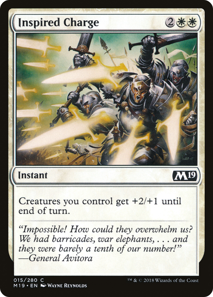 Inspired Charge (M19-015) - Core Set 2019 - Premium MTG Single from Wizards of the Coast - Just $0.08! Shop now at Game Crave Tournament Store