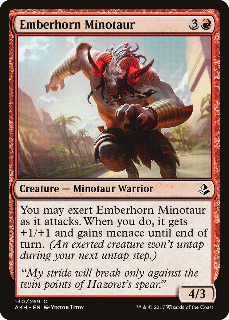 Emberhorn Minotaur (AKH-130) - Amonkhet Foil - Premium MTG Single from Wizards of the Coast - Just $0.08! Shop now at Game Crave Tournament Store