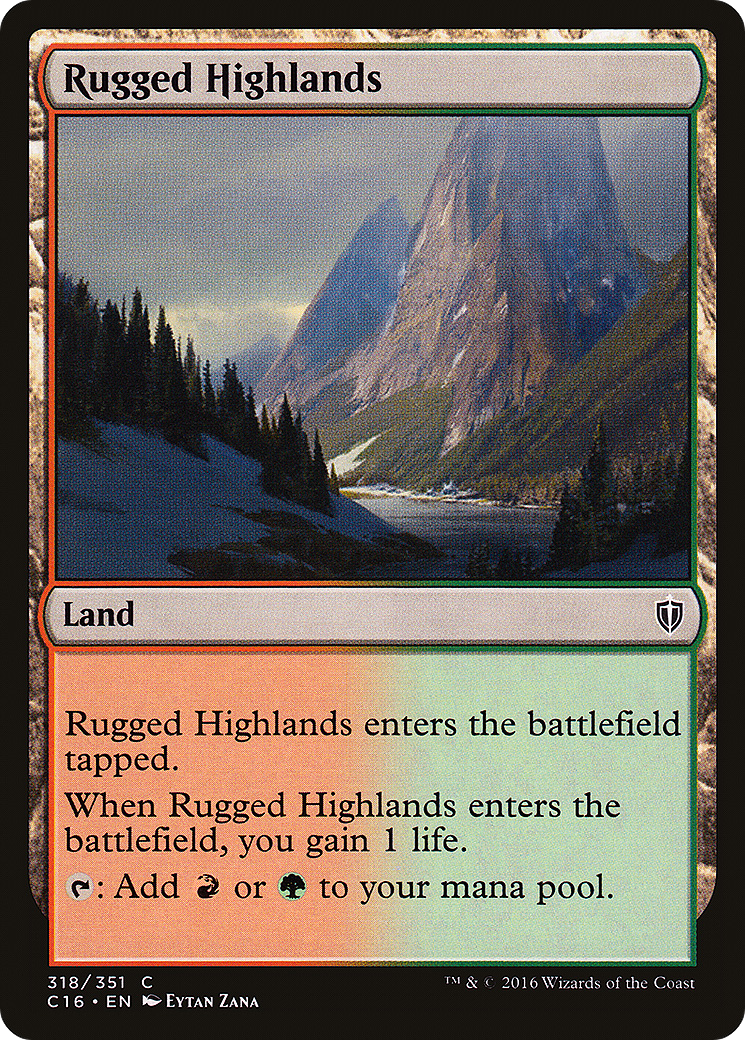 Rugged Highlands (C16-318) - Commander 2016 - Premium MTG Single from Wizards of the Coast - Just $0.08! Shop now at Game Crave Tournament Store