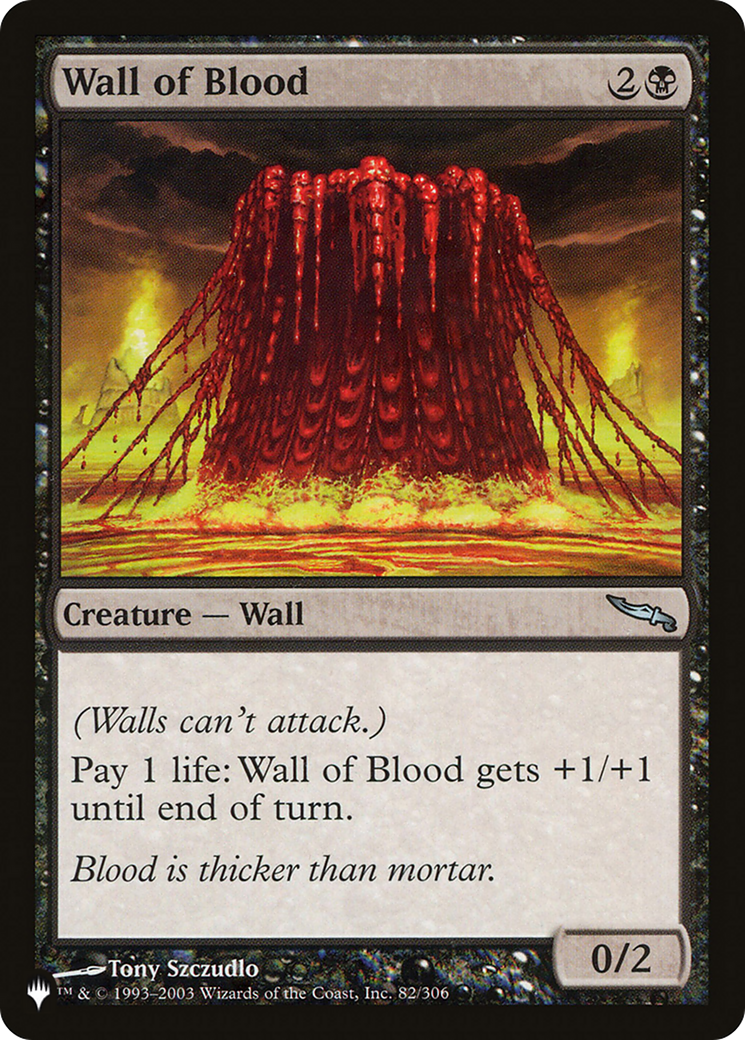 Wall of Blood (PLIST-607) - The List - Premium MTG Single from Wizards of the Coast - Just $0.31! Shop now at Game Crave Tournament Store