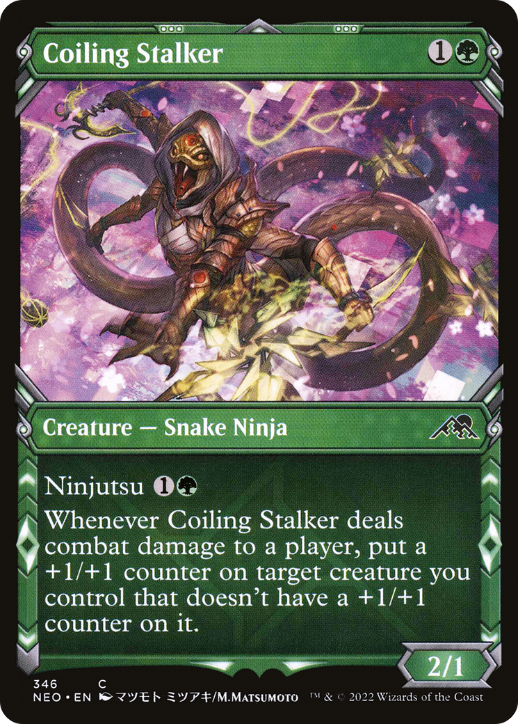 Coiling Stalker (NEO-346) - Kamigawa: Neon Dynasty: (Showcase) - Premium MTG Single from Wizards of the Coast - Just $0.08! Shop now at Game Crave Tournament Store