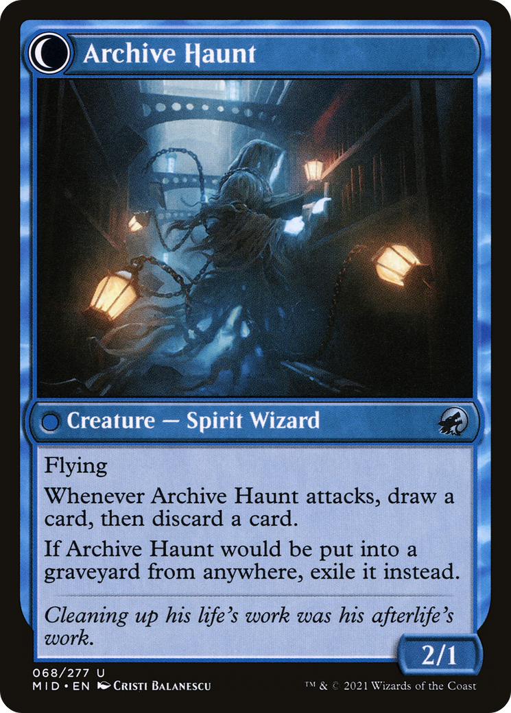 Overwhelmed Archivist // Archive Haunt (MID-068) - Innistrad: Midnight Hunt: (Double Faced Transform) - Premium MTG Single from Wizards of the Coast - Just $0.08! Shop now at Game Crave Tournament Store