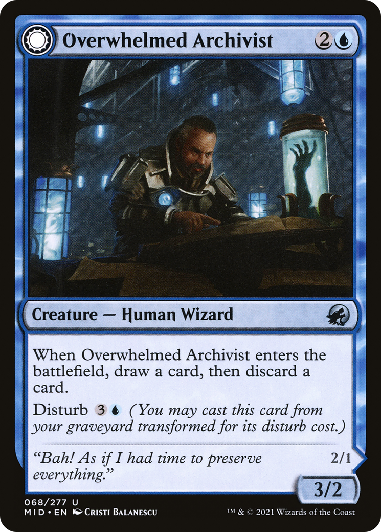 Overwhelmed Archivist // Archive Haunt (MID-068) - Innistrad: Midnight Hunt: (Double Faced Transform) Foil - Premium MTG Single from Wizards of the Coast - Just $0.08! Shop now at Game Crave Tournament Store