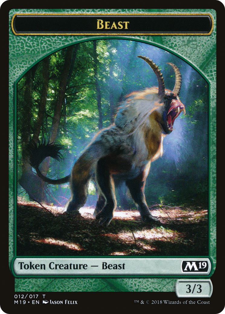 Beast (TM19-012) - Core Set 2019 Tokens - Premium MTG Single from Wizards of the Coast - Just $0.25! Shop now at Game Crave Tournament Store