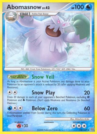 Abomasnow 12/100 - Stormfront - Premium Pokemon Single from Nintendo - Just $1.47! Shop now at Game Crave Tournament Store