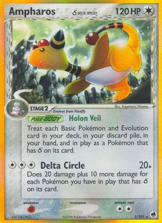 Ampharos δ 1/101 - Dragon Frontiers Holofoil - Premium Pokemon Single from Nintendo - Just $10.69! Shop now at Game Crave Tournament Store