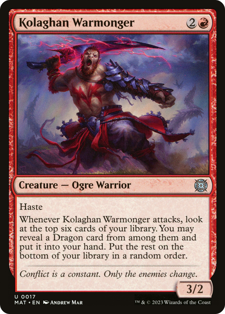 Kolaghan Warmonger (MAT-017) - March of the Machine: The Aftermath - Premium MTG Single from Wizards of the Coast - Just $0.08! Shop now at Game Crave Tournament Store