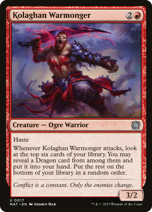 Kolaghan Warmonger (MAT-017) - March of the Machine: The Aftermath - Premium MTG Single from Wizards of the Coast - Just $0.08! Shop now at Game Crave Tournament Store