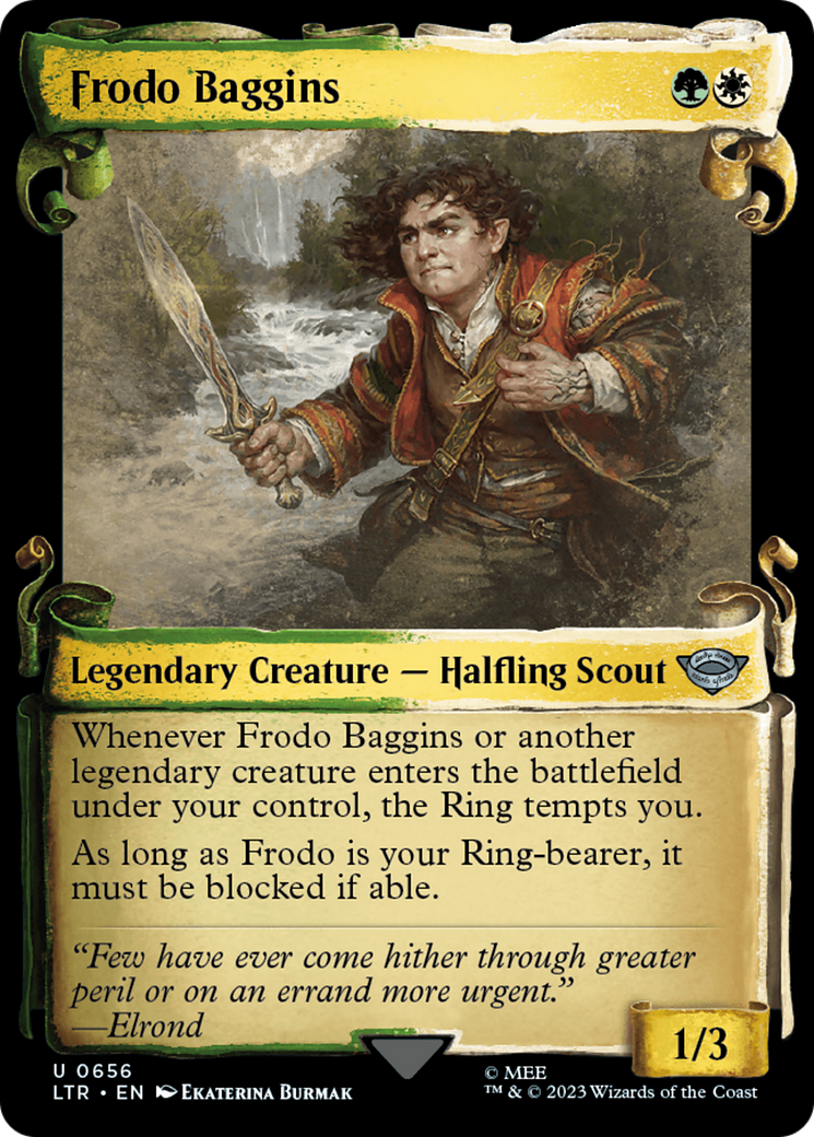 Frodo Baggins (LTR-656) - The Lord of the Rings: Tales of Middle-earth: (Showcase) Foil - Premium MTG Single from Wizards of the Coast - Just $0.08! Shop now at Game Crave Tournament Store