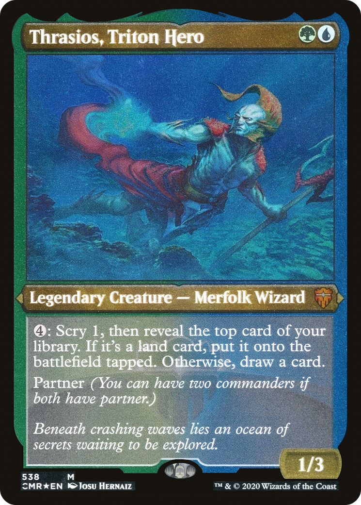 Thrasios, Triton Hero (CMR-538) - Commander Legends Etched Foil - Premium MTG Single from Wizards of the Coast - Just $16.77! Shop now at Game Crave Tournament Store