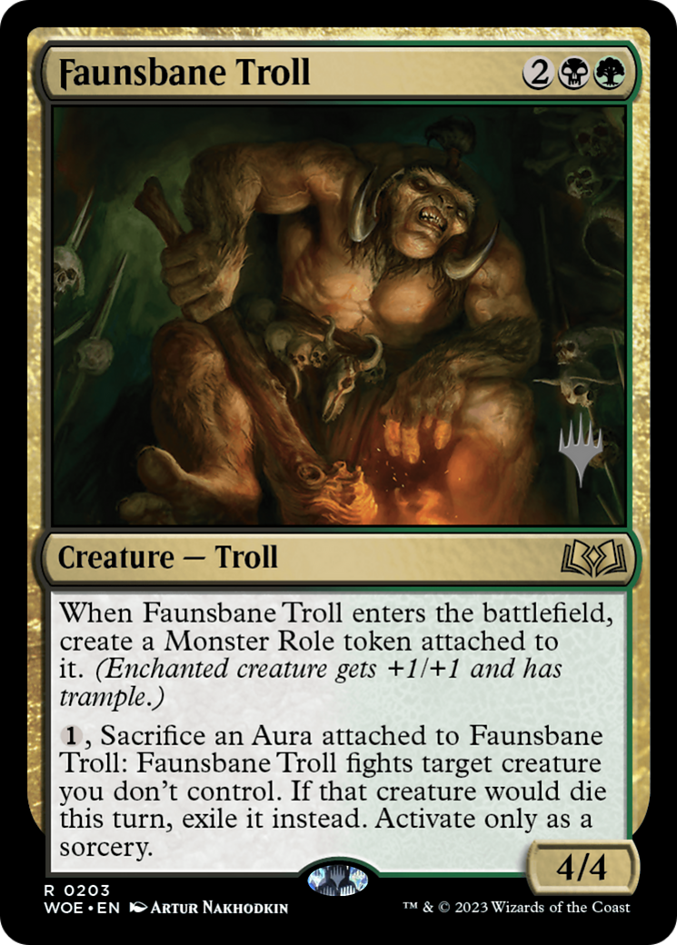 Faunsbane Troll (PWOE-203P) - Wilds of Eldraine Promos Foil - Premium MTG Single from Wizards of the Coast - Just $0.16! Shop now at Game Crave Tournament Store