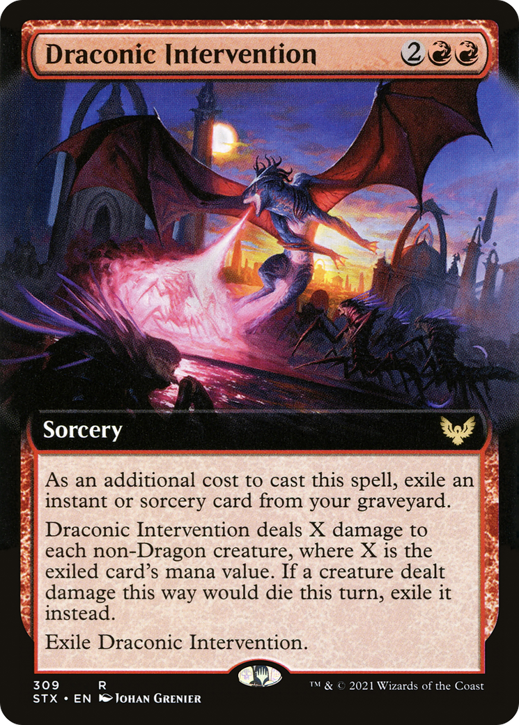 Draconic Intervention (STX-309) - Strixhaven: School of Mages: (Extended Art) - Premium MTG Single from Wizards of the Coast - Just $0.10! Shop now at Game Crave Tournament Store