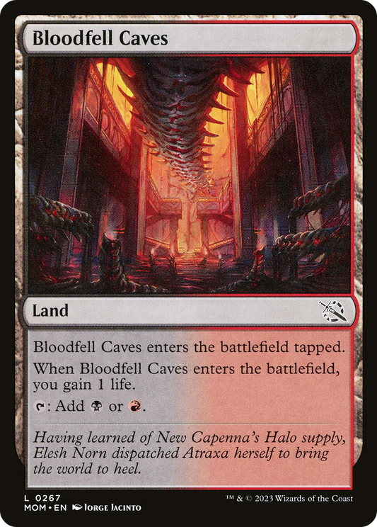 Bloodfell Caves (MOM-267) - March of the Machine Foil - Premium MTG Single from Wizards of the Coast - Just $0.25! Shop now at Game Crave Tournament Store