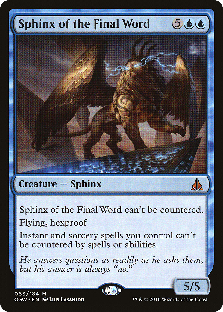 Sphinx of the Final Word (OGW-063) - Oath of the Gatewatch - Premium MTG Single from Wizards of the Coast - Just $0.19! Shop now at Game Crave Tournament Store