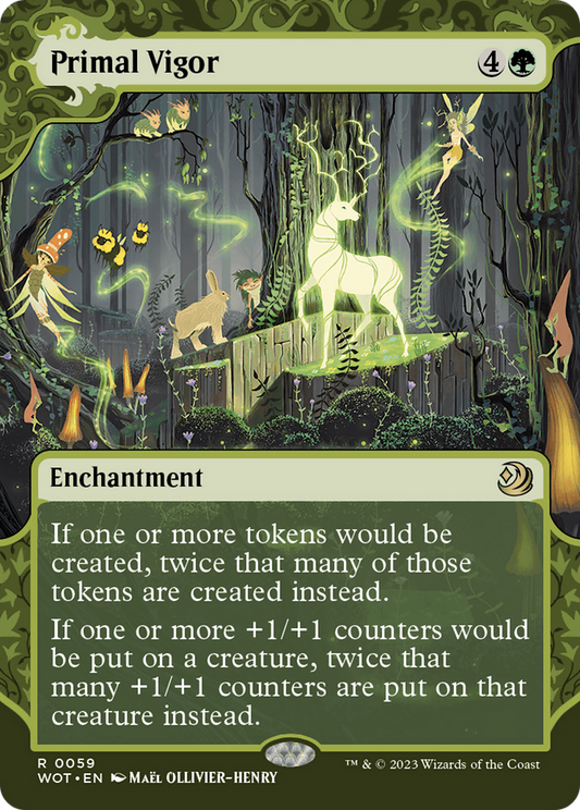 Primal Vigor (WOT-059) - Wilds of Eldraine: Enchanting Tales: (Showcase) (Borderless) - Premium MTG Single from Wizards of the Coast - Just $1.78! Shop now at Game Crave Tournament Store