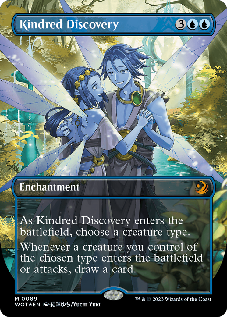 Kindred Discovery (WOT-089) - Wilds of Eldraine: Enchanting Tales (Borderless) Foil - Premium MTG Single from Wizards of the Coast - Just $19.13! Shop now at Game Crave Tournament Store